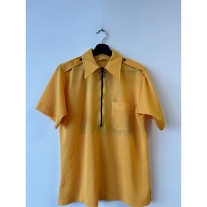 Vintage Hilton Bowling Shirt Mens Medium Yellow El Jebel Boosters Shriners 70s